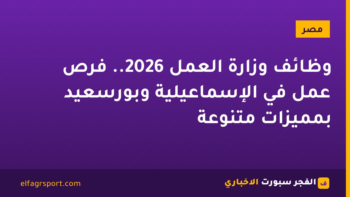 وظائف وزارة العمل 2026.. فرص عمل في الإسماعيلية وبورسعيد بمميزات متنوعة