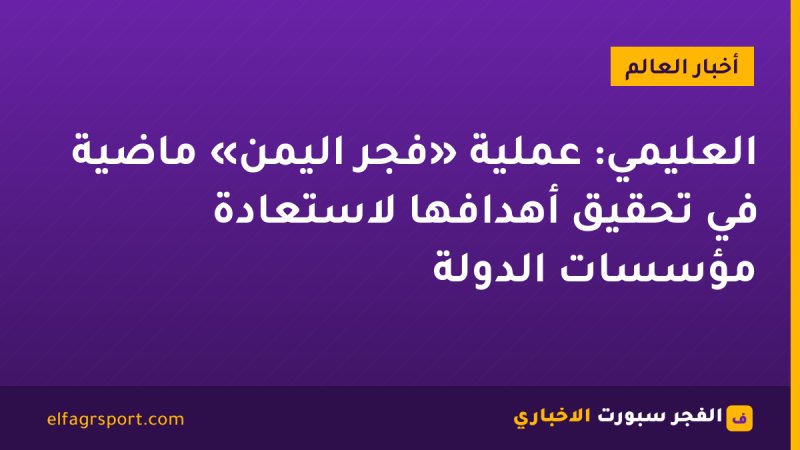 العليمي: عملية «فجر اليمن» ماضية في تحقيق أهدافها لاستعادة مؤسسات الدولة