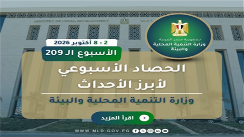 حصاد "التنمية المحلية والبيئة" في أسبوع (إنفوجراف)
